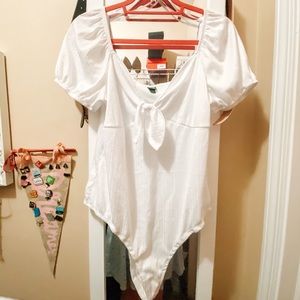 NWOT- Wild Fable - White Puff Sleeve Bodysuit